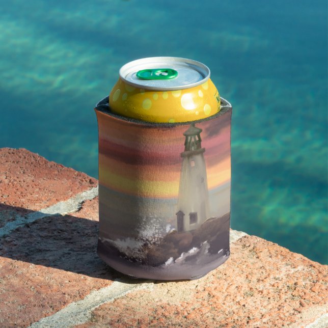 Porta-lata Farol Costeiro Com Céu Rosa e Laranja (Piscina in situ)