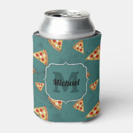 Porta-lata Fatias de pizza legais padrão vintage azul-turques