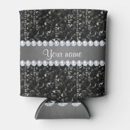 Porta-lata Faux Black Sequins and Diamantes