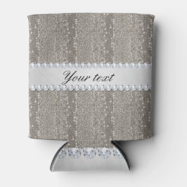 Porta-lata Faux Silver Sequins e Diamantes