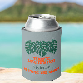 Porta-lata Favor da Bachelorette Monstera Tropical Glitter