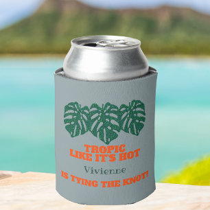 Porta-lata Favor da Bachelorette Monstera Tropical Glitter