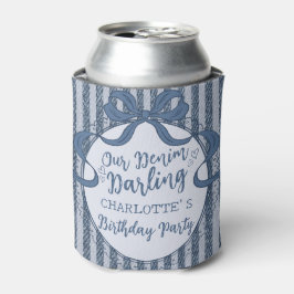 Porta-lata Favor de Aniversário de Bebê Coquete de Jeans Azul