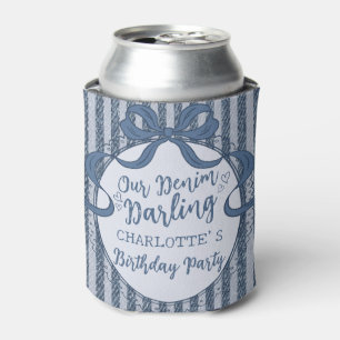 Porta-lata Favor de Aniversário de Bebê Coquete de Jeans Azul
