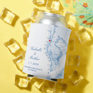 Porta-lata Favor de Bebida de Casamento do Mapa da Baía de Ta