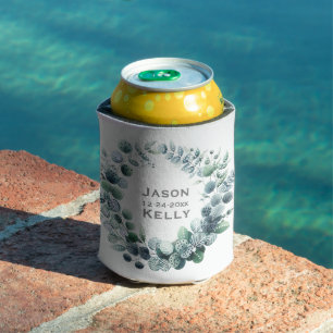 Porta-lata Favor de casamento botânico de folhas de eucalipto