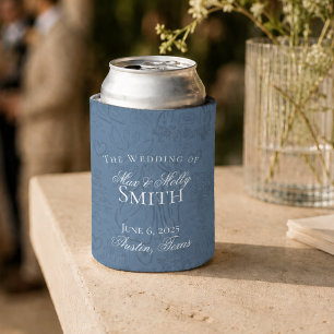 Porta-lata Favor de Casamento Clássico em Azul Poeirento com