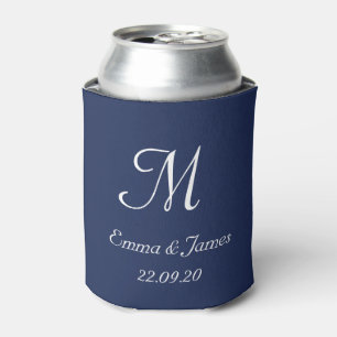 Porta-lata Favor de casamento com monograma da marinha modern