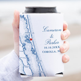 Porta-lata Favor de casamento Corolla NC Mapa Elegante OBX Az