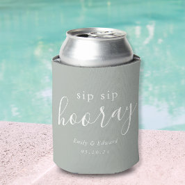 Porta-lata Favor de Casamento de Hooray Sip Sage Moderno
