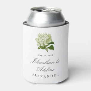 Porta-lata Favor de Casamento de Hydrangea Branca e Verde
