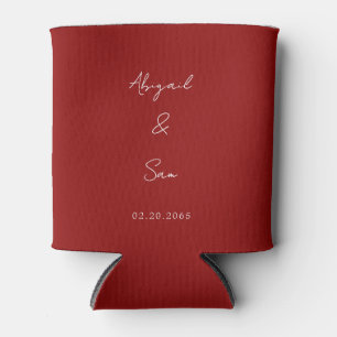 Porta-lata Favor de Casamento de Script Simplesmente Vermelho