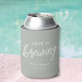 Porta-lata Favor de casamento Modern Sage Love is Brewing