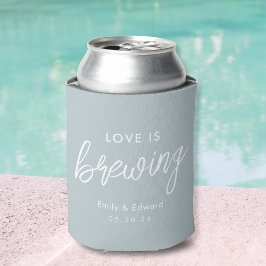 Porta-lata Favor de casamento Moderno Azul Empoeirado O Amor 