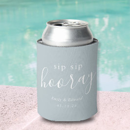 Porta-lata Favor de casamento Moderno Dusty Blue Sip Sip Hoor