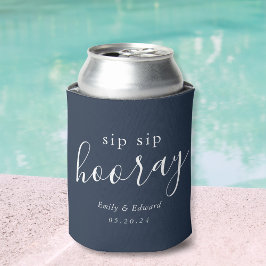 Porta-lata Favor de casamento Moderno Navy Sip Sip Hooray