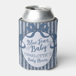 Porta-lata Favor de Chuveiro de Bebê em Jeans Azul com Laço C