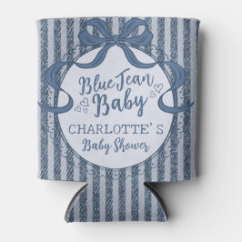 Porta-lata Favor de Chuveiro de Bebê em Jeans Azul com Laço C