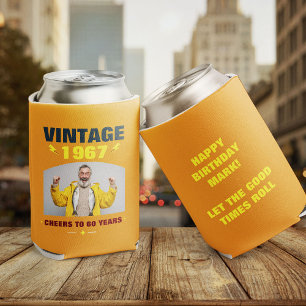 Porta-lata Favor de foto personalizada de aniversário de ano 