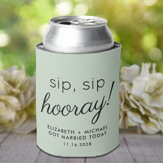 Porta-lata Favor do Casamento Sip Hooray Sage Green (Criador carregado)