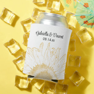 Porta-lata Favor gráfico do casamento do girassol amarelo