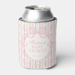Porta-lata Favor Rosa Vintage Chique Floral para Chá de Bebê