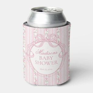 Porta-lata Favor Rosa Vintage Chique Floral para Chá de Bebê
