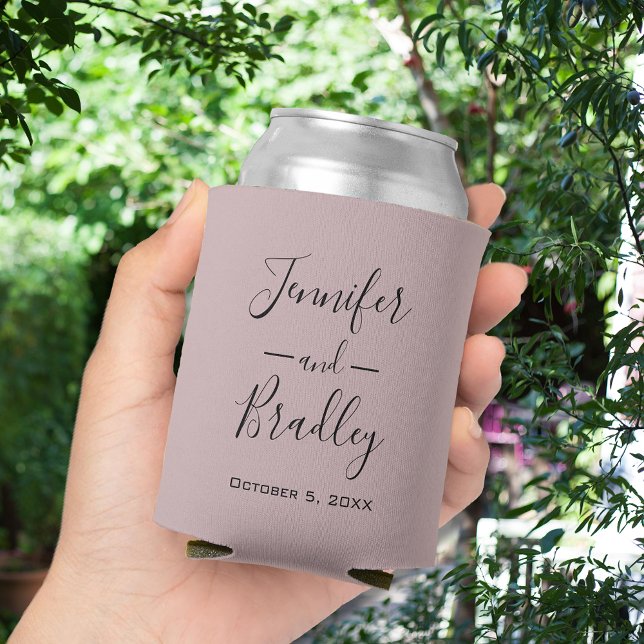 Porta-lata Favorito de Casamento Personalizado da Lavanda Dus (Dusty Rose Personalized Wedding Favor Can Coolers)