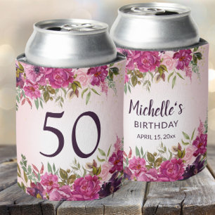 Porta-lata Favoritos de Aniversário de 50 anos com Flores de