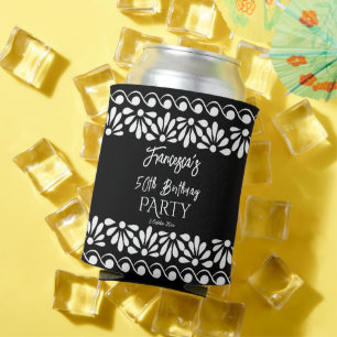 Porta-lata Favoritos para festas mexicano monograma preto