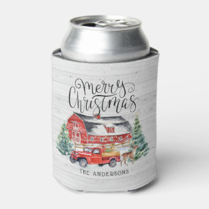 Porta-lata Fazenda de Árvores de Natal   Caminhão Vermelho An