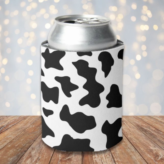 Porta-lata fazenda leiteira, preto e branco, de raça branca (cute black and white farm dairy cow print can cooler)