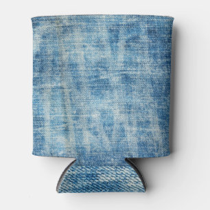 Porta-lata Fechamento de Denim Azul Texturizado