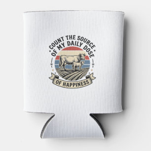 Porta-lata Felicidade de Vaca Camisa de Vetor de Fazenda Vint