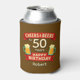 Porta-lata Felicidades e Cervejas 50 Anos Feliz Aniversário