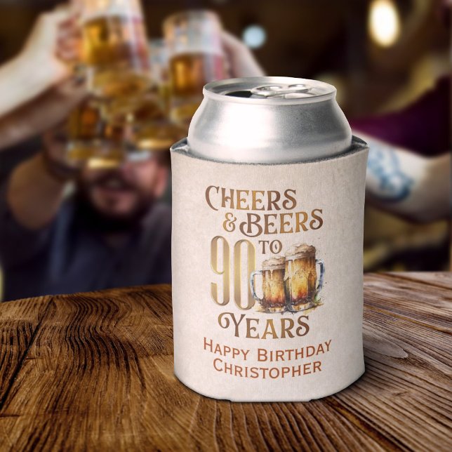 Porta-lata Felicidades e Cervejas 90 Birthday (Criador carregado)