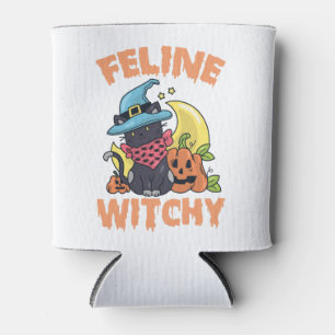 Porta-lata Feline Witchy Funny Spooky Gatinho Gatinho