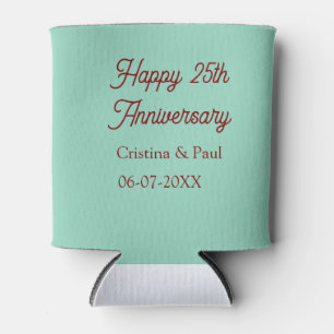 Porta-lata Feliz 25º aniversário verde pastel boho retrô