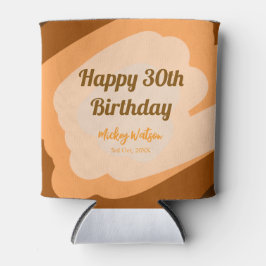 Porta-lata Feliz aniversário de 30 anos em madeira rústica de