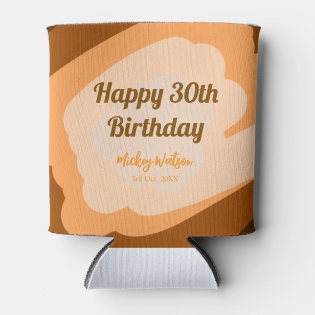 Porta-lata Feliz aniversário de 30 anos em madeira rústica Ha (Frente)