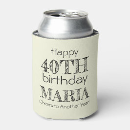 Porta-lata Feliz aniversário de 40 anos Beige Engraçado