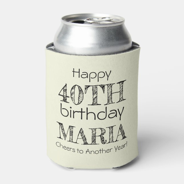 Porta-lata Feliz aniversário de 40 anos Beige Engraçado (Can Front)