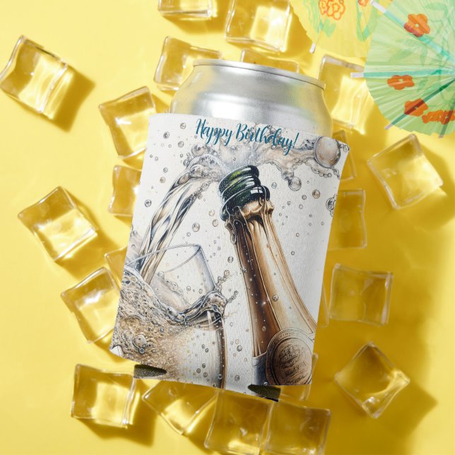 Porta-lata Feliz Aniversário do Bubble champagne (Verão in situ)