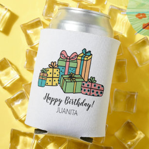 Porta-lata Feliz Aniversário Personalizado Colorido