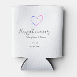 Porta-lata Feliz aniversário rosa azul coração nome data simp