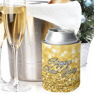 Porta-lata feliz ano novo Dourado Glitter Party 2022