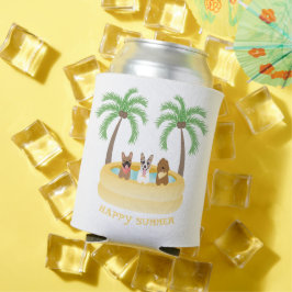 Porta-lata Feliz Cães de Verão Nadando Piscina