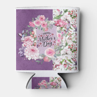 Porta-lata Feliz Dia de as mães em Flora Frame, Rosa, Roxo