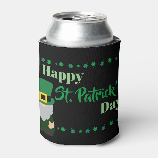 Porta-lata Feliz Dia de São Patrício Leprechaun Gnomo (Can Front)