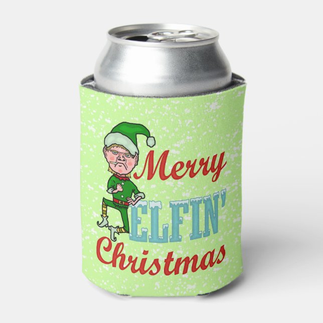 Porta-lata Feliz Engraçada Elfin Natal Bah Humbug Holiday (Can Front)